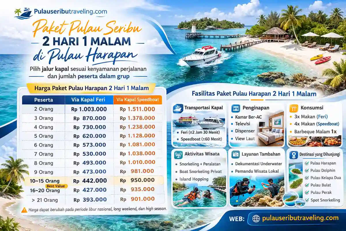Paket Pulau seribu 2 hari 1 malam di pulau harapan paket Wisata Pulau Seribu 2 hari 1 malam di pulau Bidadari