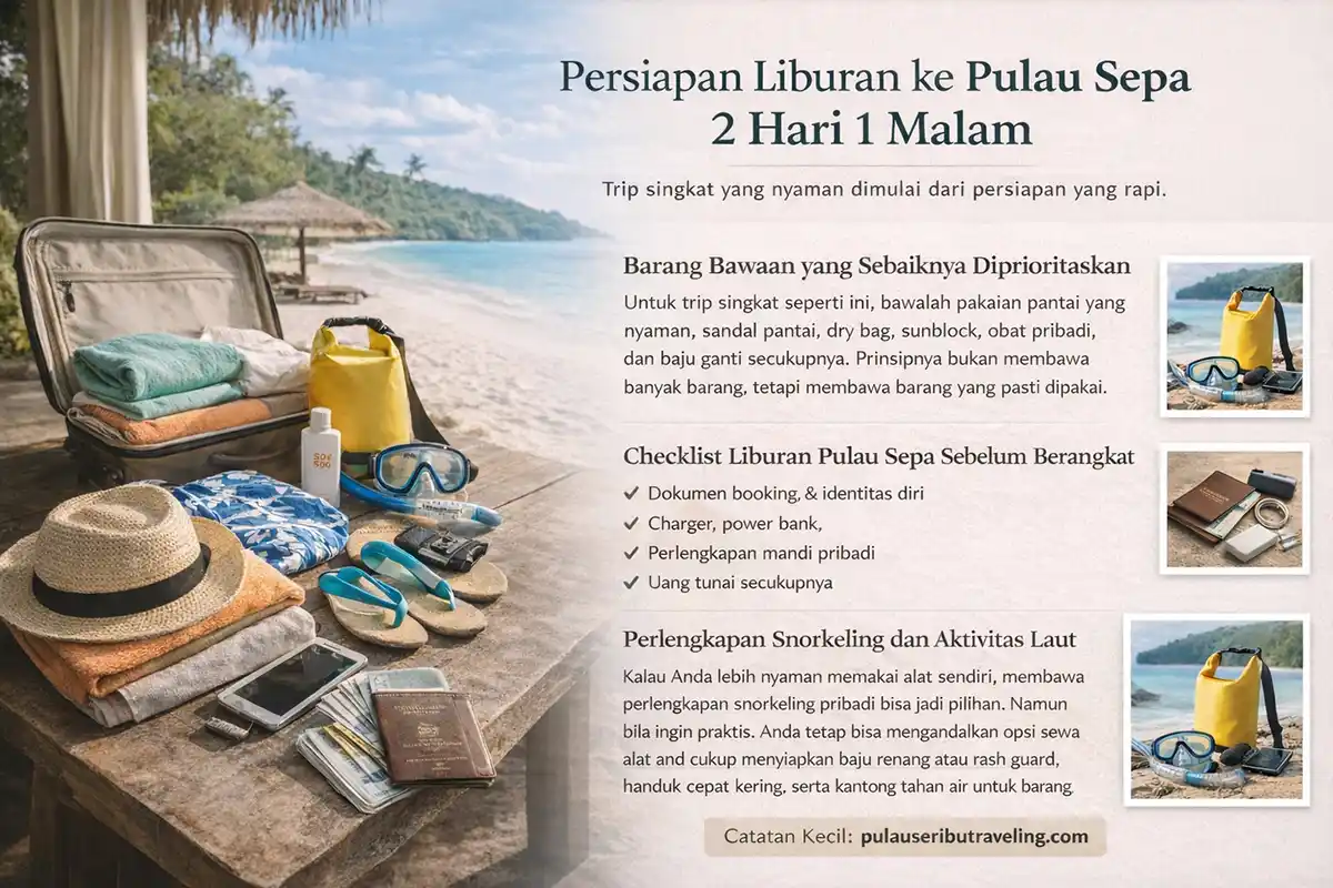 catatan Tips hal yang perlu di persiapkan Liburan ke Pulau Sepa 2 Hari 1 Malam