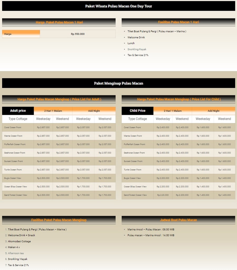 harga paket pulau macan