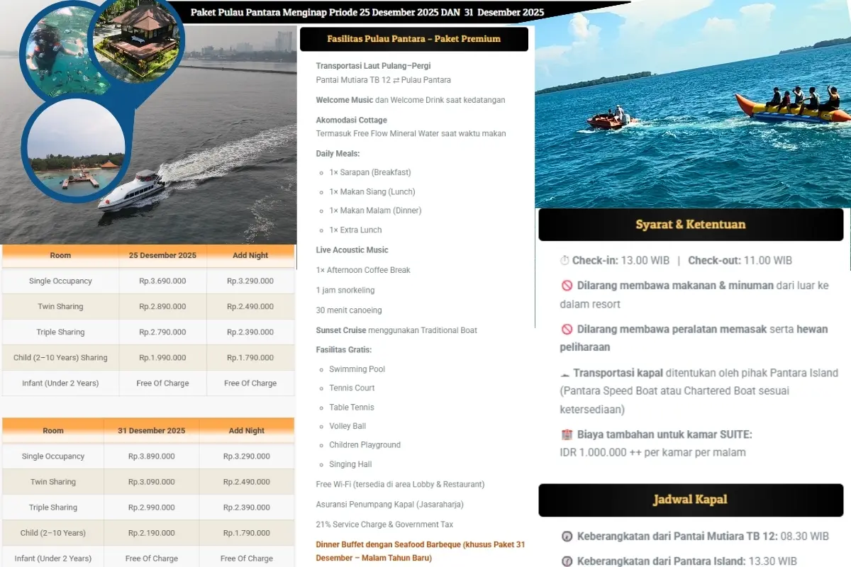 harga tahun baru di pulau pantara kepulauan seribu 2026